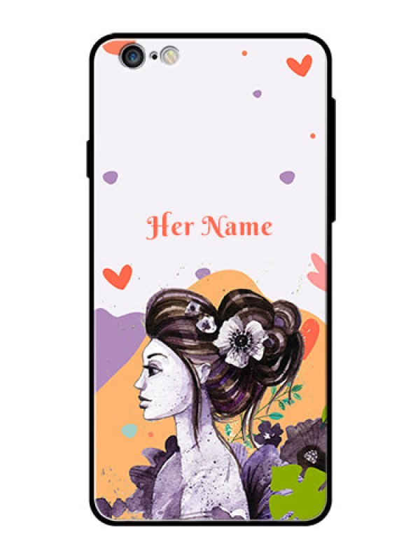 Custom iPhone 6 Plus Personalized Glass Phone Case - Woman And Nature Design