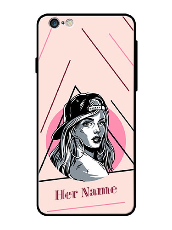 Custom iPhone 6 Plus Personalized Glass Phone Case - Rockstar Girl Design