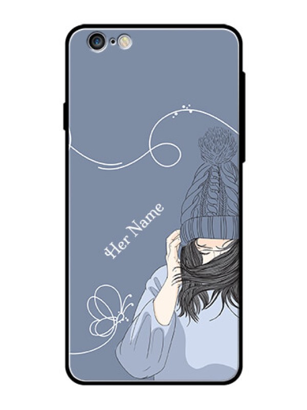 Custom iPhone 6 Plus Custom Glass Mobile Case - Girl in winter outfit Design