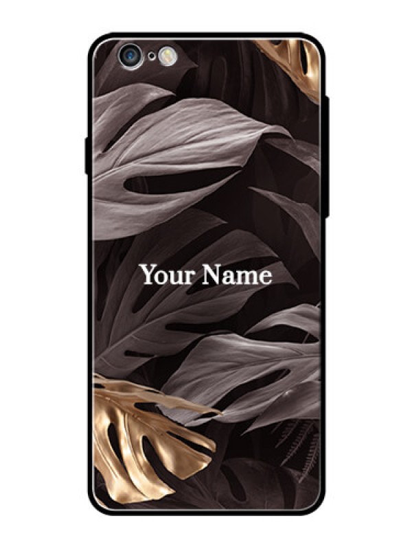 Custom iPhone 6 Plus Personalised Glass Phone Case - Wild Leaves digital paint Design