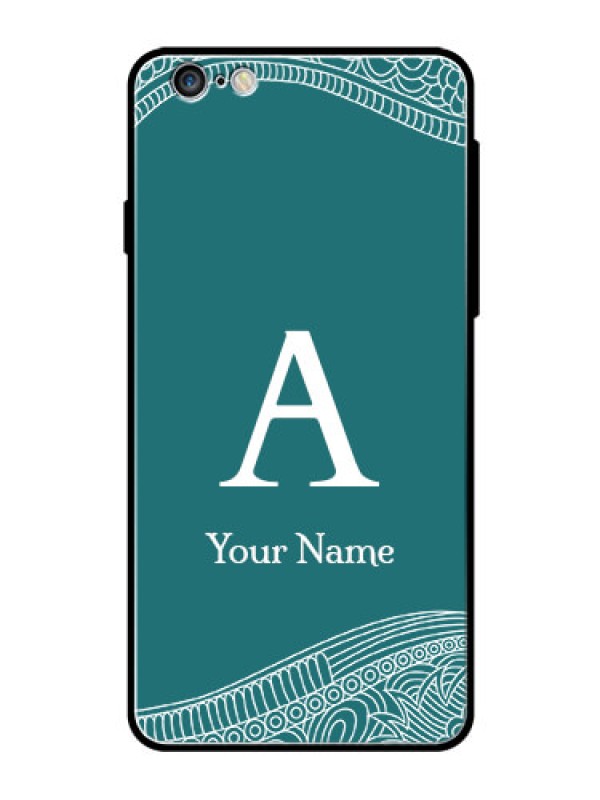 Custom iPhone 6 Plus Personalized Glass Phone Case - line art pattern with custom name Design