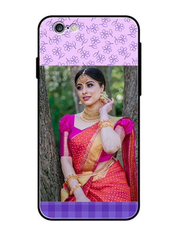 Custom Apple iPhone 6 Custom Glass Phone Case  - Purple Floral Design