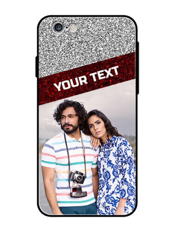 Custom Apple iPhone 6 Personalized Glass Phone Case  - Image Holder with Glitter Strip Design