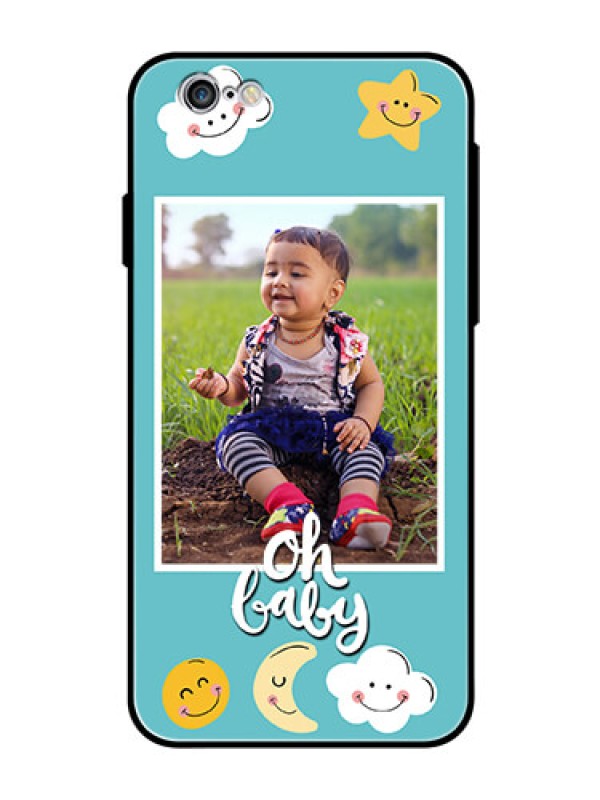 Custom Apple iPhone 6 Personalized Glass Phone Case  - Smiley Kids Stars Design