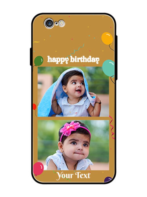 Custom Apple iPhone 6 Personalized Glass Phone Case  - Image Holder with Birthday Celebrations Design