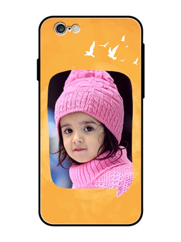 Custom Apple iPhone 6 Personalized Glass Phone Case  - Water Color Design with Bird Icons