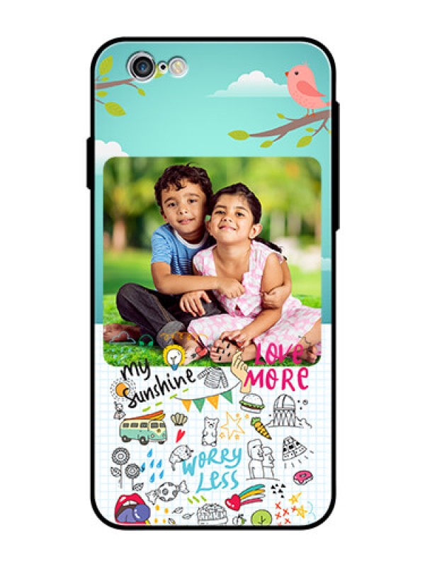 Custom Apple iPhone 6 Photo Printing on Glass Case  - Doodle love Design