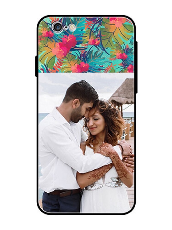 Custom Apple iPhone 6 Photo Printing on Glass Case  - Watercolor Floral Design