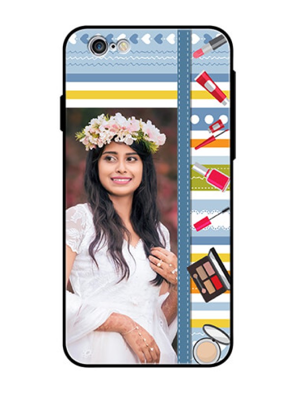 Custom Apple iPhone 6 Personalized Glass Phone Case  - Makeup Icons Design