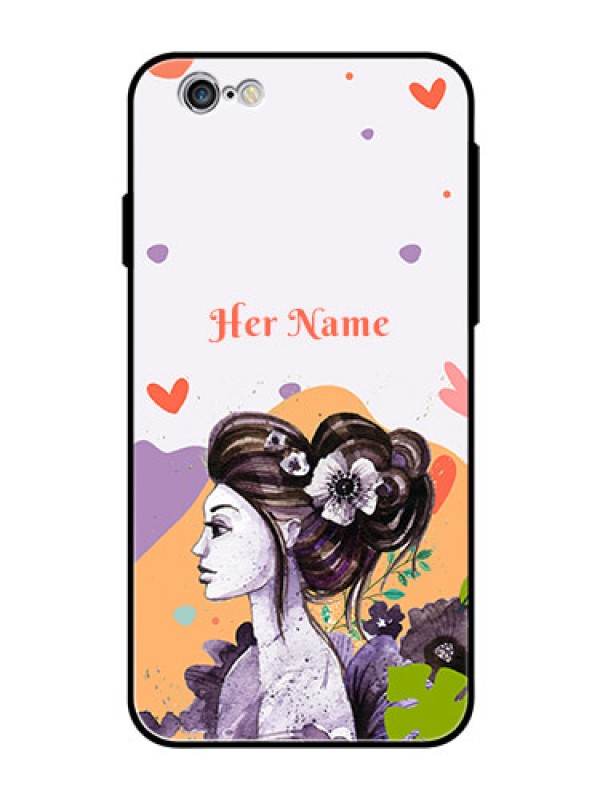 Custom iPhone 6 Personalized Glass Phone Case - Woman And Nature Design