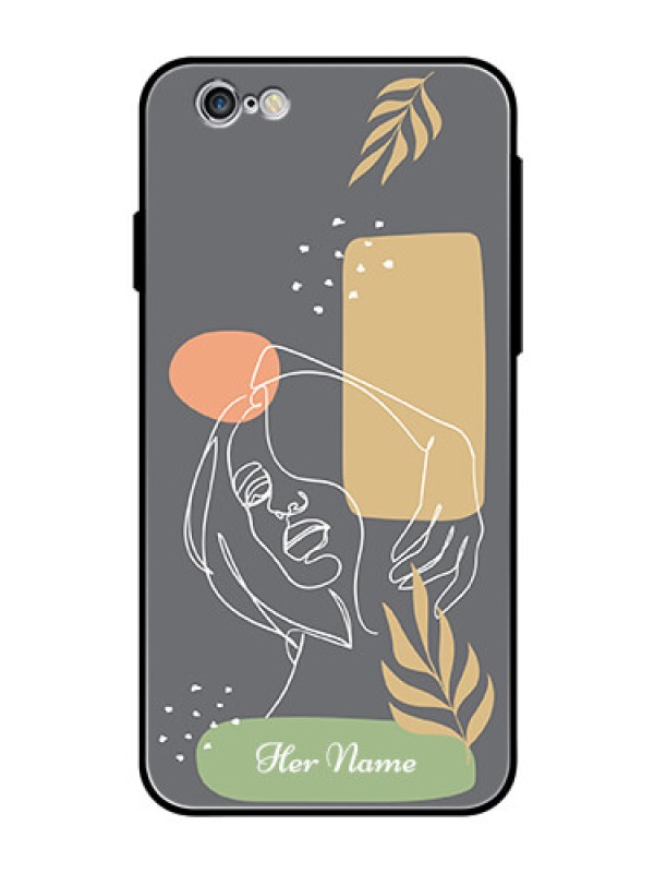 Custom iPhone 6 Custom Glass Phone Case - Gazing Woman line art Design