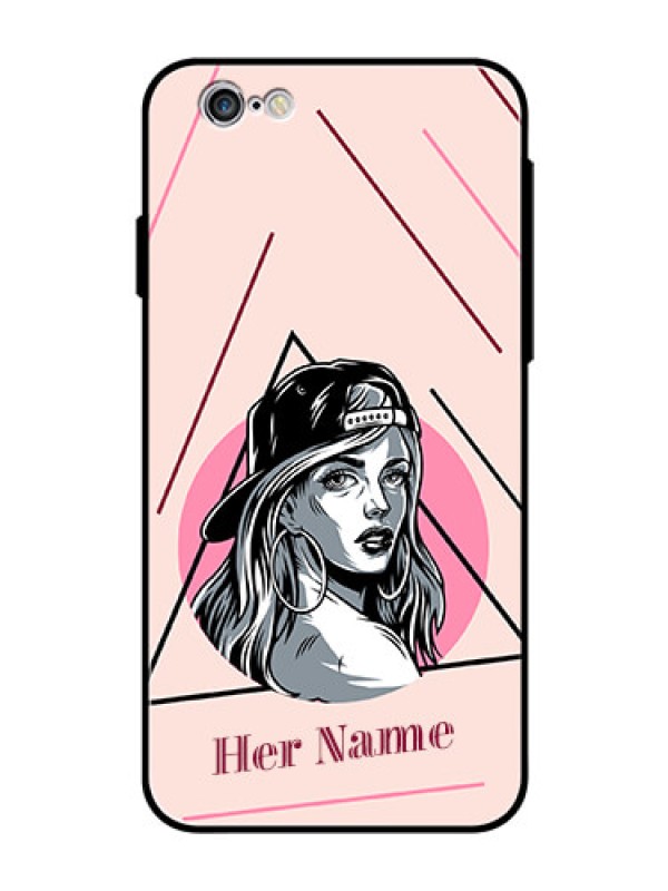 Custom iPhone 6 Personalized Glass Phone Case - Rockstar Girl Design