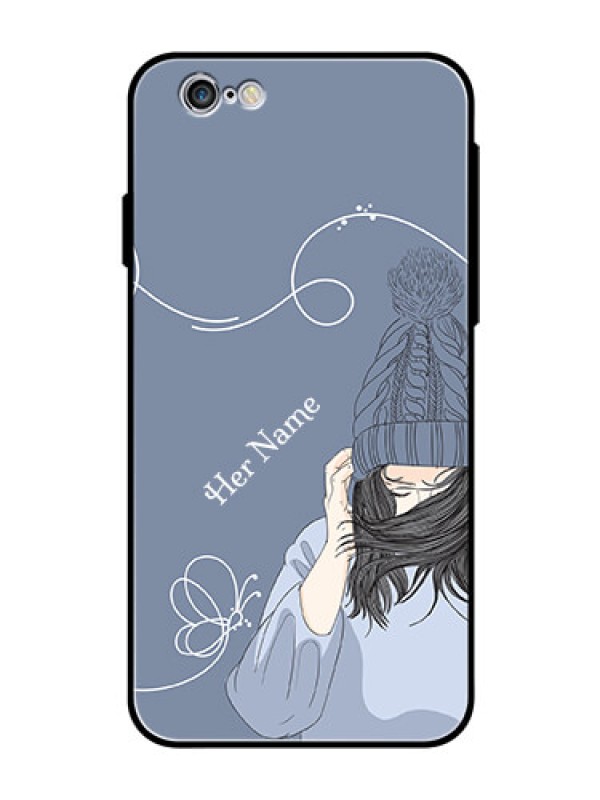 Custom iPhone 6 Custom Glass Mobile Case - Girl in winter outfit Design