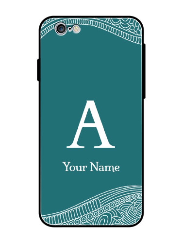 Custom iPhone 6 Personalized Glass Phone Case - line art pattern with custom name Design