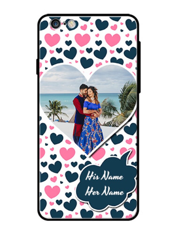 Custom Apple iPhone 6S Plus Custom Glass Phone Case  - Pink & Blue Heart Design