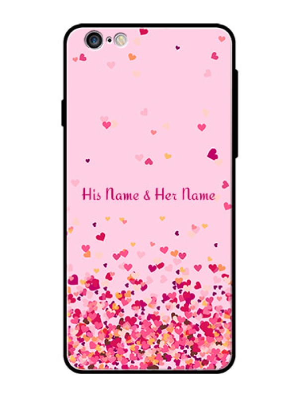 Custom iPhone 6S Plus Photo Printing on Glass Case - Floating Hearts Design