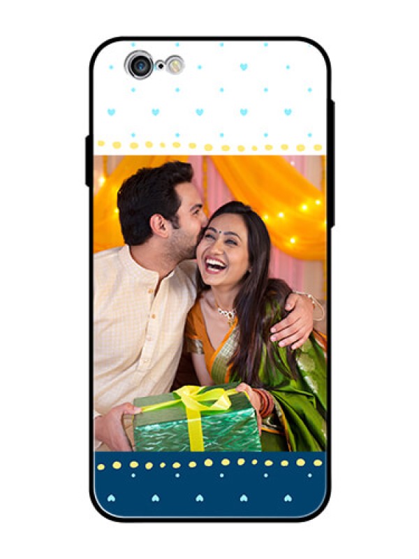 Custom Apple iPhone 6s Personalized Glass Phone Case  - White and Blue Abstract Design