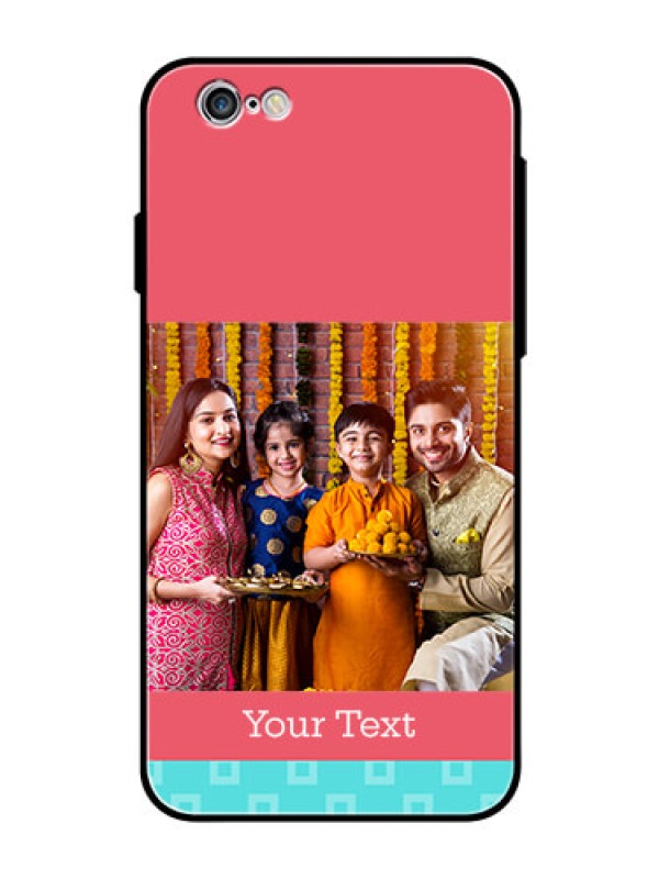 Custom Apple iPhone 6s Personalized Glass Phone Case  - Peach & Blue Color Design