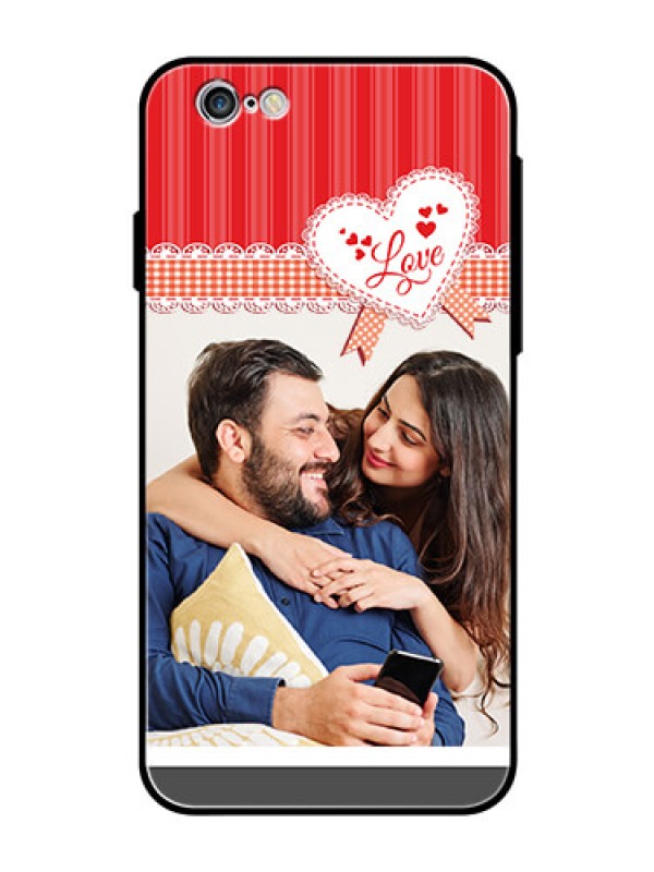 Custom Apple iPhone 6s Custom Glass Mobile Case  - Red Love Pattern Design
