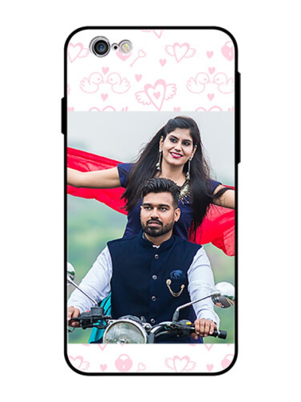 Custom Apple iPhone 6s Custom Glass Mobile Case  - Pink Flying Heart Design