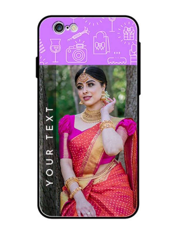 Custom Apple iPhone 6s Custom Glass Mobile Case  - Birthday Icons Design