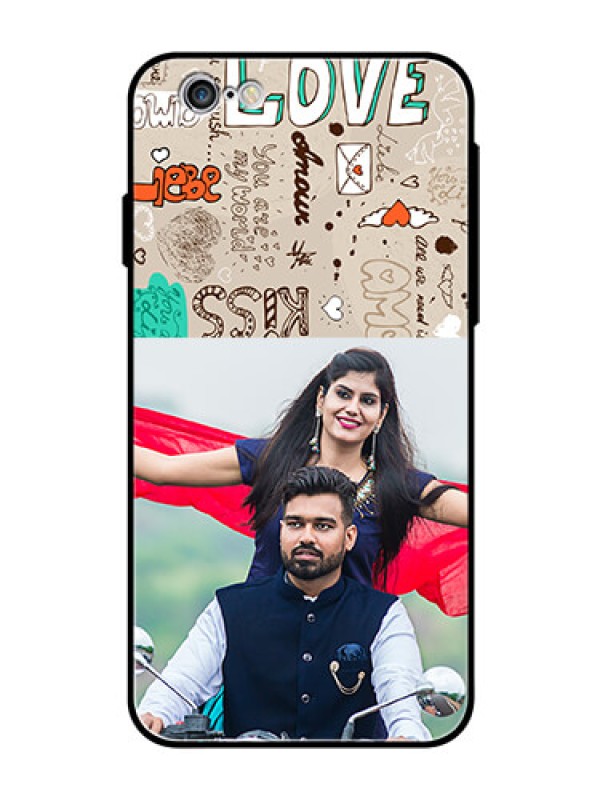 Custom Apple iPhone 6s Custom Glass Phone Case  - Love Doodle Pattern 