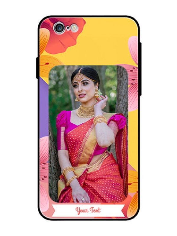 Custom Apple iPhone 6s Custom Glass Mobile Case  - 3 Image With Vintage Floral Design