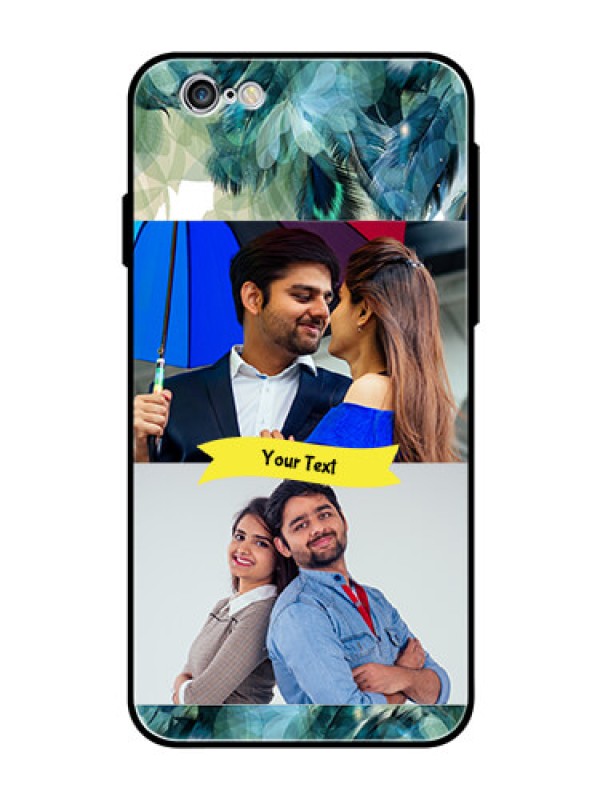 Custom Apple iPhone 6s Personalized Glass Phone Case  - Image with Boho Peacock Feather Design