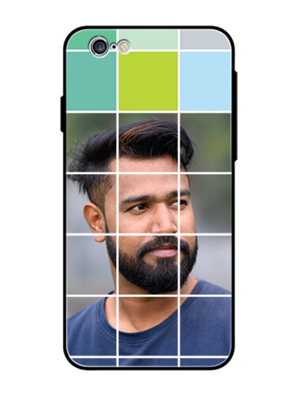 Custom Apple iPhone 6s Photo Printing on Glass Case  - with white box pattern 