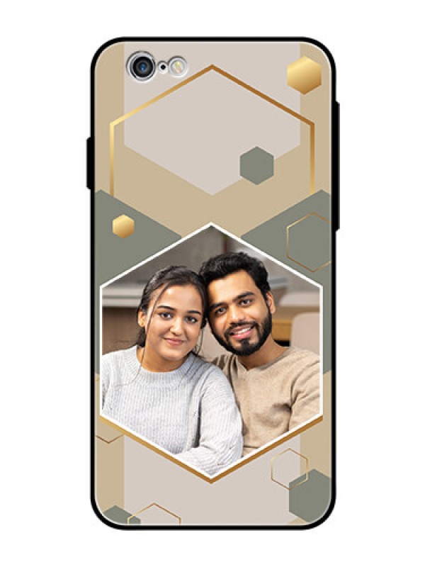 Custom iPhone 6S Photo Printing on Glass Case - Stylish Hexagon Pattern Design