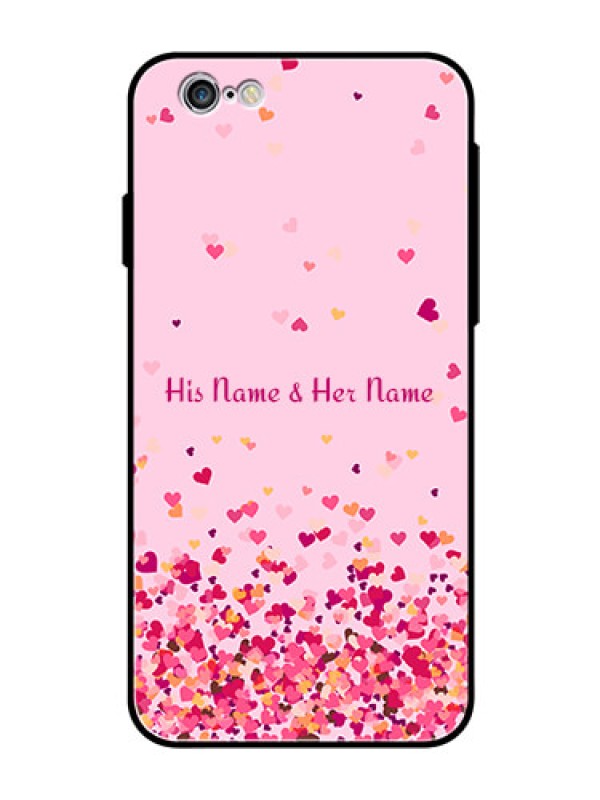 Custom iPhone 6S Photo Printing on Glass Case - Floating Hearts Design