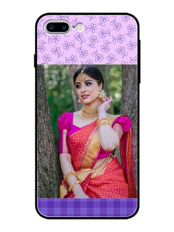 Custom Apple iPhone 7 Plus Custom Glass Phone Case  - Purple Floral Design
