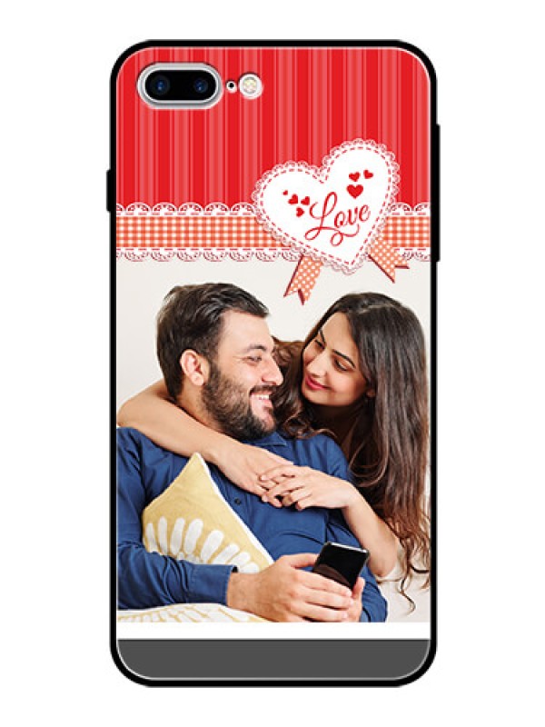 Custom Apple iPhone 7 Plus Custom Glass Mobile Case  - Red Love Pattern Design