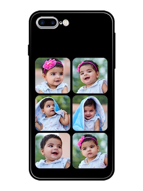 Custom Apple iPhone 7 Plus Photo Printing on Glass Case  - Multiple Pictures Design