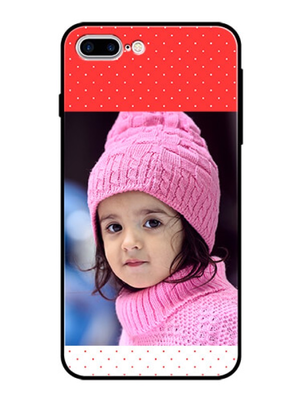 Custom Apple iPhone 7 Plus Photo Printing on Glass Case  - Red Pattern Design