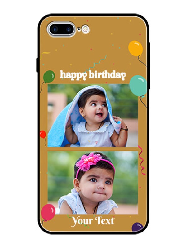 Custom Apple iPhone 7 Plus Personalized Glass Phone Case  - Image Holder with Birthday Celebrations Design