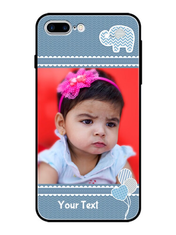 Custom Apple iPhone 7 Plus Photo Printing on Glass Case  - with Kids Pattern Design