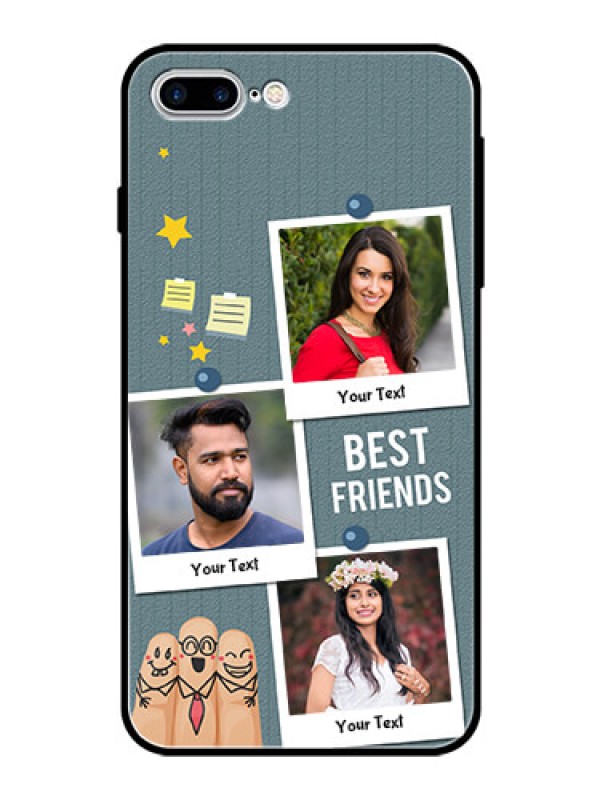 Custom Apple iPhone 7 Plus Personalized Glass Phone Case  - Sticky Frames and Friendship Design