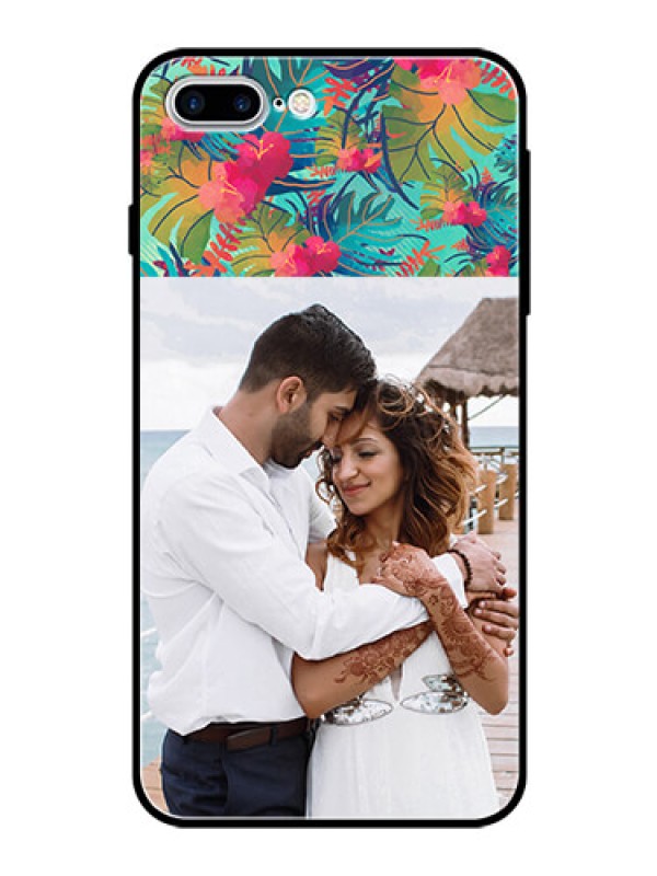 Custom Apple iPhone 7 Plus Photo Printing on Glass Case  - Watercolor Floral Design