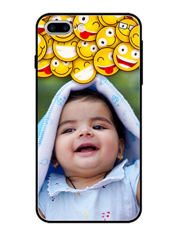 Custom Apple iPhone 7 Plus Custom Glass Mobile Case  - with Smiley Emoji Design