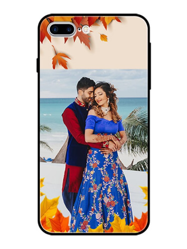 Custom Apple iPhone 7 Plus Photo Printing on Glass Case  - Autumn Maple Leaves Design