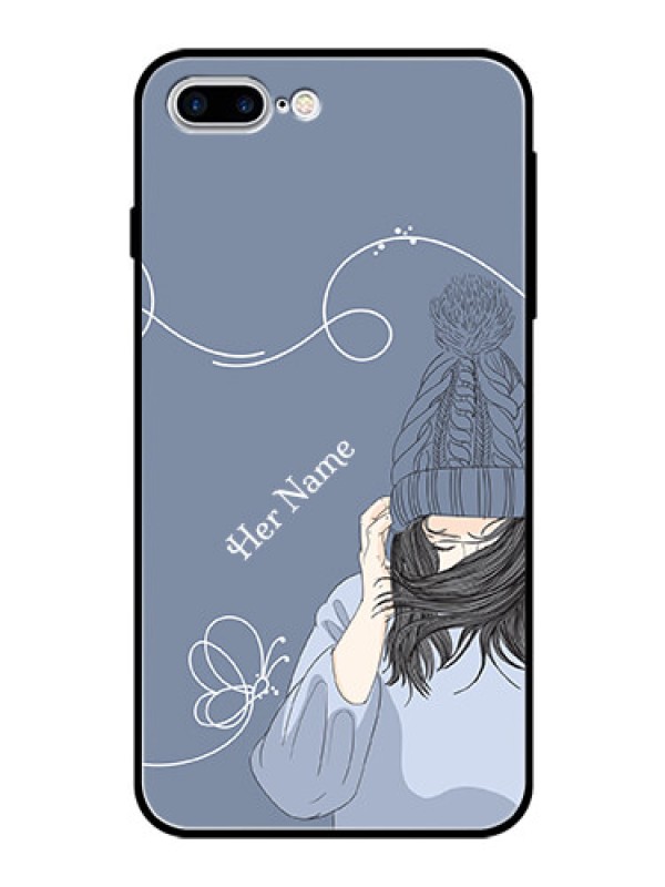 Custom iPhone 7 Plus Custom Glass Mobile Case - Girl in winter outfit Design