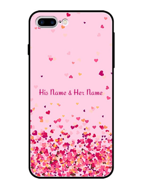 Custom iPhone 7 Plus Photo Printing on Glass Case - Floating Hearts Design
