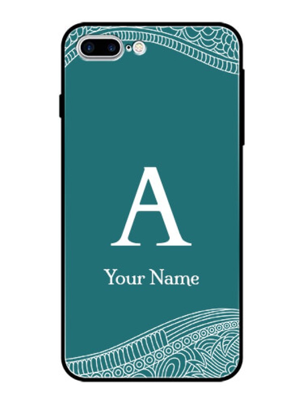 Custom iPhone 7 Plus Personalized Glass Phone Case - line art pattern with custom name Design