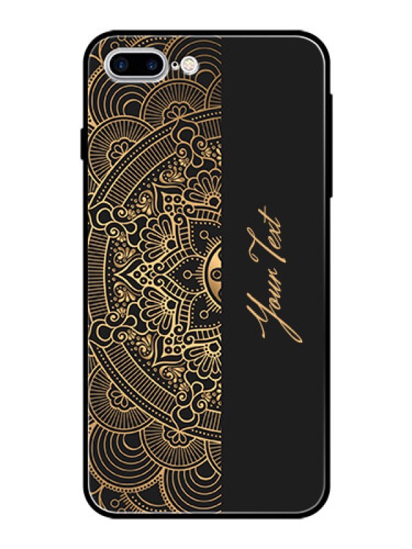 Custom iPhone 7 Plus Photo Printing on Glass Case - Mandala art with custom text Design