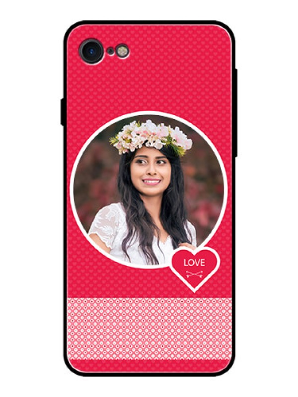 Custom Apple iPhone 7 Personalised Glass Phone Case  - Pink Pattern Design