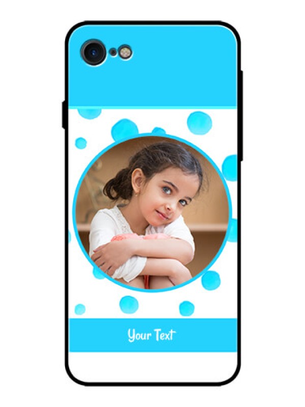 Custom Apple iPhone 7 Photo Printing on Glass Case  - Blue Bubbles Pattern Design