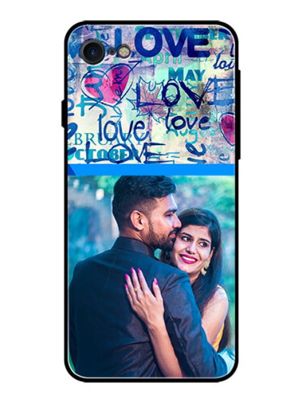 Custom Apple iPhone 7 Custom Glass Mobile Case  - Colorful Love Design