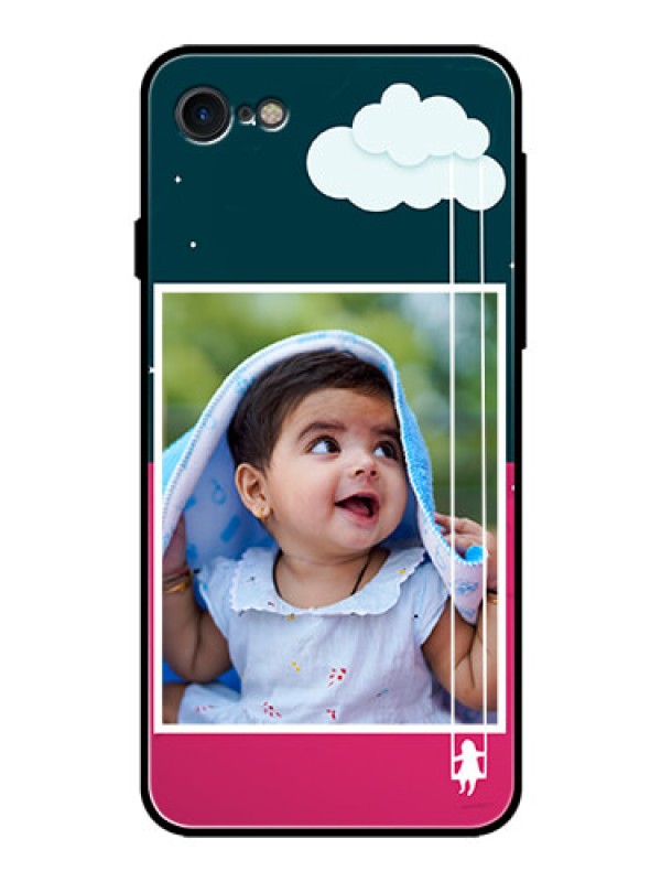 Custom Apple iPhone 7 Custom Glass Phone Case  - Cute Girl with Cloud Design