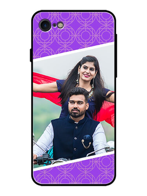 Custom Apple iPhone 7 Custom Glass Phone Case  - Violet Pattern Design